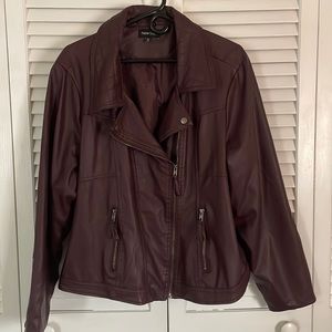 Burgundy Faux Leather Jacket